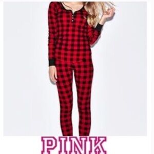 Victoria’s Secret pink red plaid onesie size medium
